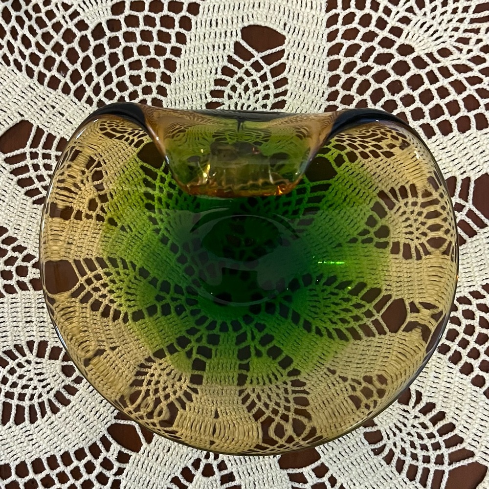 Mid-Century swirling‎ Morano Sommerso glass dish